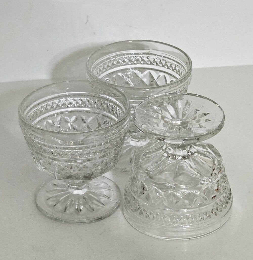 Vtg Anchor Hocking Wexford Champagne Tall Sherbert Glass Diamond Pattern Clear
